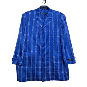 Mens Vittorio St. Angelo Sport Coat Size 60R Blue Plaid